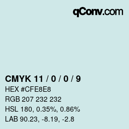 カラーコード: CMYK 11 / 0 / 0 / 9 | qconv.com