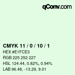 カラーコード: CMYK 11 / 0 / 10 / 1 | qconv.com