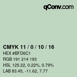 颜色代码: CMYK 11 / 0 / 10 / 16 | qconv.com