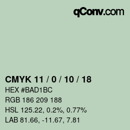 Color code: CMYK 11 / 0 / 10 / 18 | qconv.com