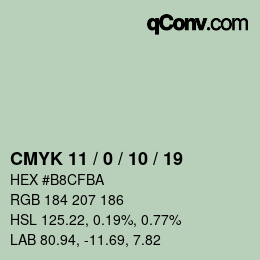 カラーコード: CMYK 11 / 0 / 10 / 19 | qconv.com