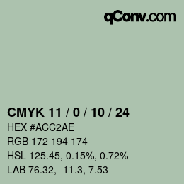 カラーコード: CMYK 11 / 0 / 10 / 24 | qconv.com