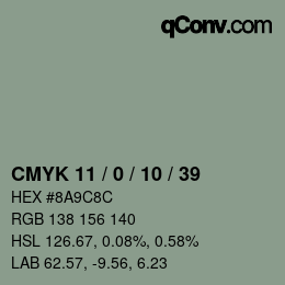 Código de color: CMYK 11 / 0 / 10 / 39 | qconv.com