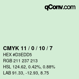 カラーコード: CMYK 11 / 0 / 10 / 7 | qconv.com