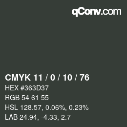 Color code: CMYK 11 / 0 / 10 / 76 | qconv.com
