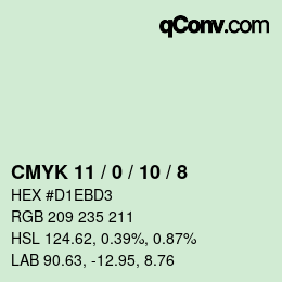 カラーコード: CMYK 11 / 0 / 10 / 8 | qconv.com