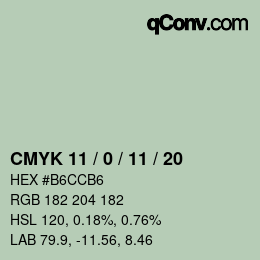 カラーコード: CMYK 11 / 0 / 11 / 20 | qconv.com