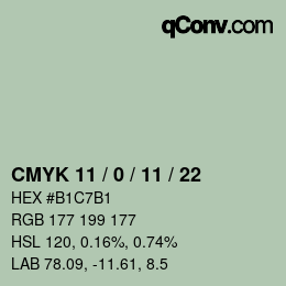 Color code: CMYK 11 / 0 / 11 / 22 | qconv.com