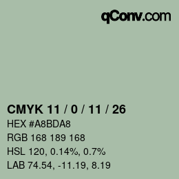 Color code: CMYK 11 / 0 / 11 / 26 | qconv.com