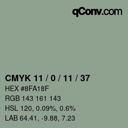 Color code: CMYK 11 / 0 / 11 / 37 | qconv.com