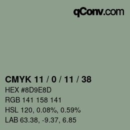 カラーコード: CMYK 11 / 0 / 11 / 38 | qconv.com
