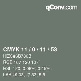 颜色代码: CMYK 11 / 0 / 11 / 53 | qconv.com