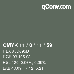 Color code: CMYK 11 / 0 / 11 / 59 | qconv.com