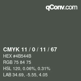 Color code: CMYK 11 / 0 / 11 / 67 | qconv.com