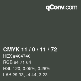 Color code: CMYK 11 / 0 / 11 / 72 | qconv.com