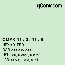 カラーコード: CMYK 11 / 0 / 11 / 8 | qconv.com
