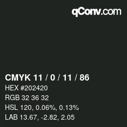 Color code: CMYK 11 / 0 / 11 / 86 | qconv.com