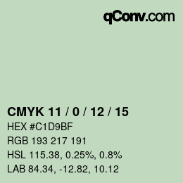 カラーコード: CMYK 11 / 0 / 12 / 15 | qconv.com