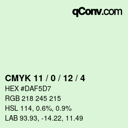 カラーコード: CMYK 11 / 0 / 12 / 4 | qconv.com