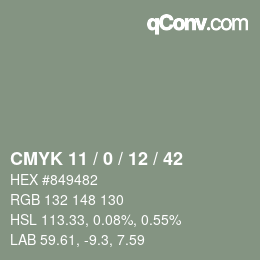 Color code: CMYK 11 / 0 / 12 / 42 | qconv.com