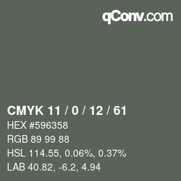 Color code: CMYK 11 / 0 / 12 / 61 | qconv.com