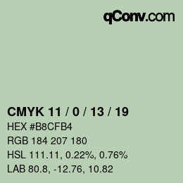 Color code: CMYK 11 / 0 / 13 / 19 | qconv.com