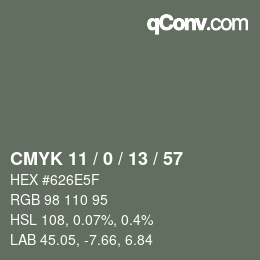 カラーコード: CMYK 11 / 0 / 13 / 57 | qconv.com