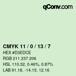 カラーコード: CMYK 11 / 0 / 13 / 7 | qconv.com