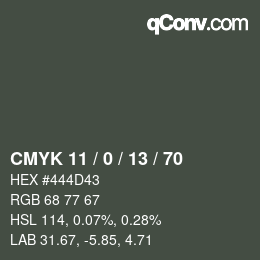 Color code: CMYK 11 / 0 / 13 / 70 | qconv.com