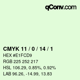カラーコード: CMYK 11 / 0 / 14 / 1 | qconv.com