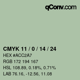 カラーコード: CMYK 11 / 0 / 14 / 24 | qconv.com
