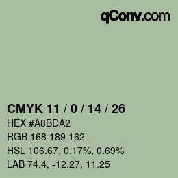 カラーコード: CMYK 11 / 0 / 14 / 26 | qconv.com