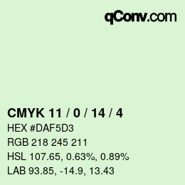 Farbcode: CMYK 11 / 0 / 14 / 4 | qconv.com