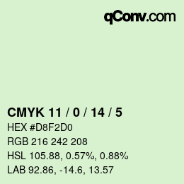 カラーコード: CMYK 11 / 0 / 14 / 5 | qconv.com