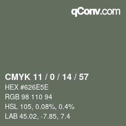 カラーコード: CMYK 11 / 0 / 14 / 57 | qconv.com