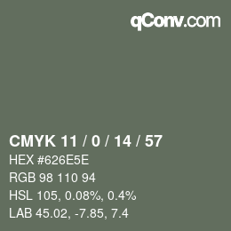 カラーコード: CMYK 11 / 0 / 14 / 57 | qconv.com