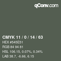 Color code: CMYK 11 / 0 / 14 / 63 | qconv.com