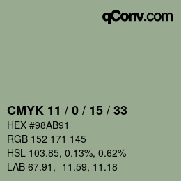 Color code: CMYK 11 / 0 / 15 / 33 | qconv.com