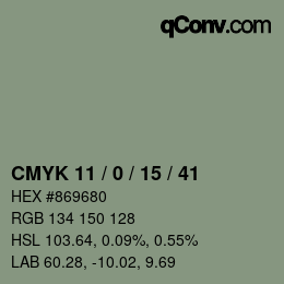 Color code: CMYK 11 / 0 / 15 / 41 | qconv.com