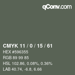 Color code: CMYK 11 / 0 / 15 / 61 | qconv.com