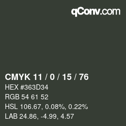Color code: CMYK 11 / 0 / 15 / 76 | qconv.com