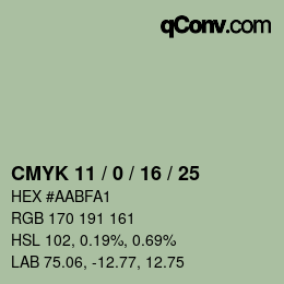Color code: CMYK 11 / 0 / 16 / 25 | qconv.com