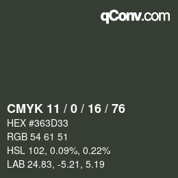 Color code: CMYK 11 / 0 / 16 / 76 | qconv.com