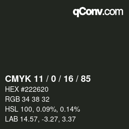 カラーコード: CMYK 11 / 0 / 16 / 85 | qconv.com