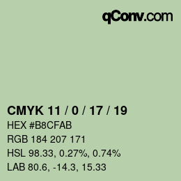 颜色代码: CMYK 11 / 0 / 17 / 19 | qconv.com