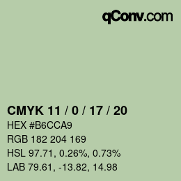 Farbcode: CMYK 11 / 0 / 17 / 20 | qconv.com