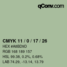 Color code: CMYK 11 / 0 / 17 / 26 | qconv.com