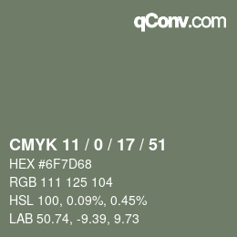 颜色代码: CMYK 11 / 0 / 17 / 51 | qconv.com