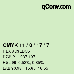 Color code: CMYK 11 / 0 / 17 / 7 | qconv.com