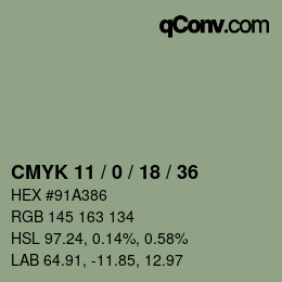 カラーコード: CMYK 11 / 0 / 18 / 36 | qconv.com